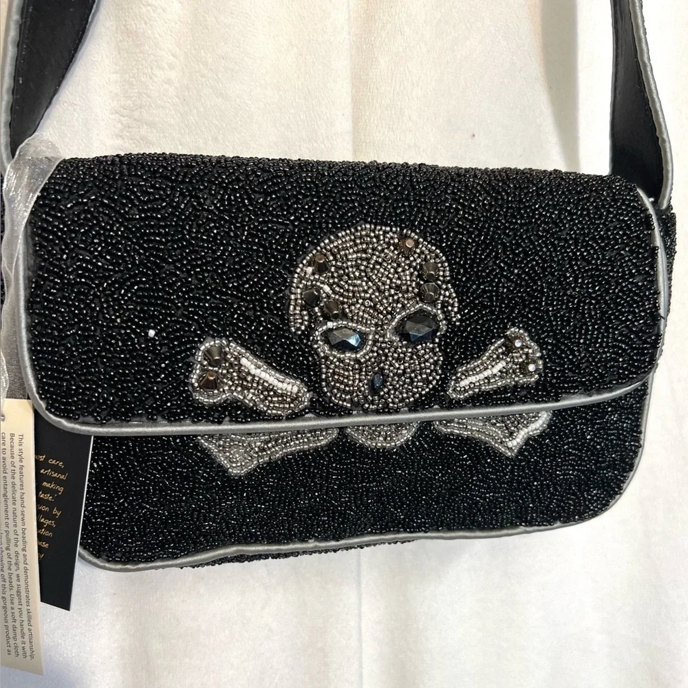 ☠️🖤MADE IN INDIA, VIRAL Skull Beaded Shoulder Bag🖤☠️NWT